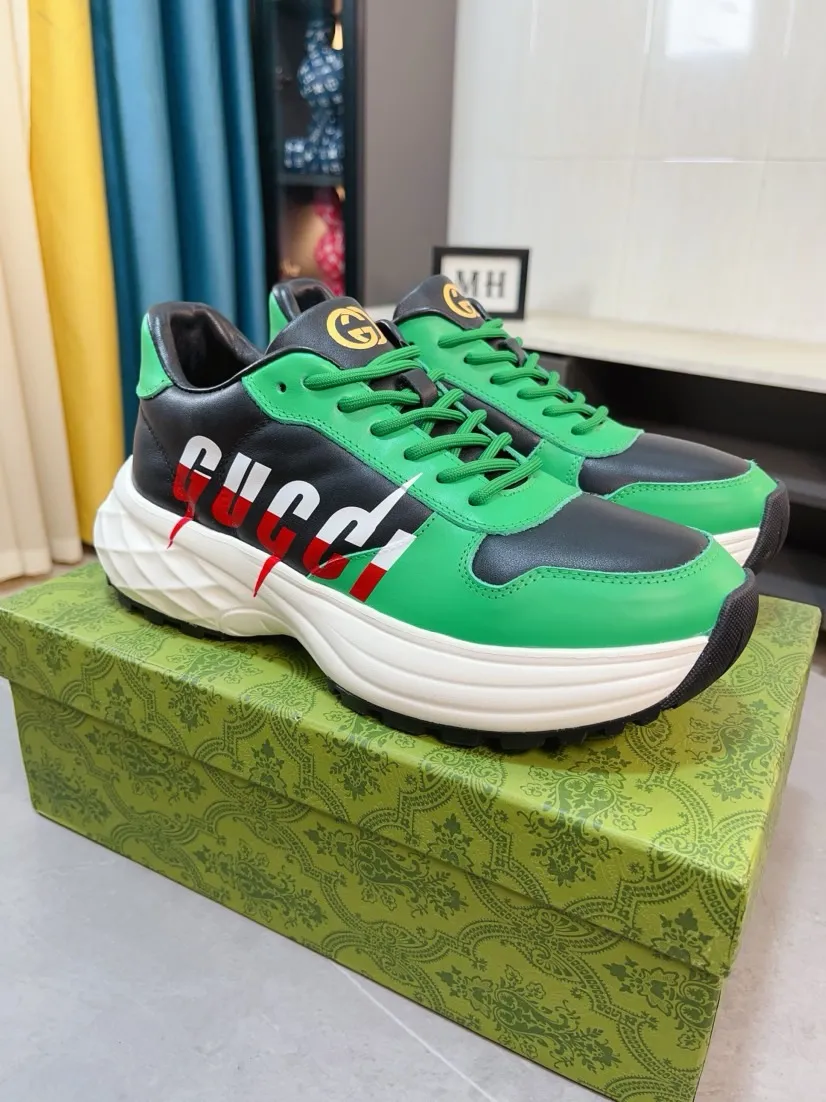 Men's shoes 💰520🌹🌹【GUCCI】pop-up casual sneakers with daddy outsole, breathable and comfortable, easy to walk, a versatile style for trendy men, upper with cowhide edge and outsole with 3D upper printing➕genuine leather lining➕Gucci's popular original outsole, sports and running style, super comfortable. Code number 38-44